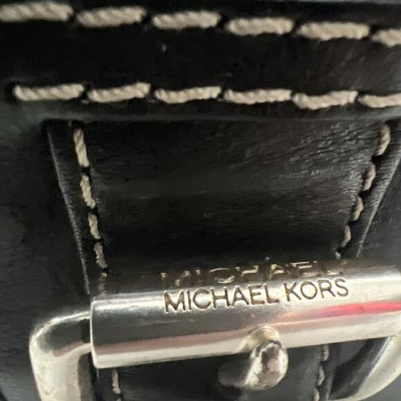 Michael Kors Womens Black Leather Satchel Bag Purse Handbag - Picture 3 of 16